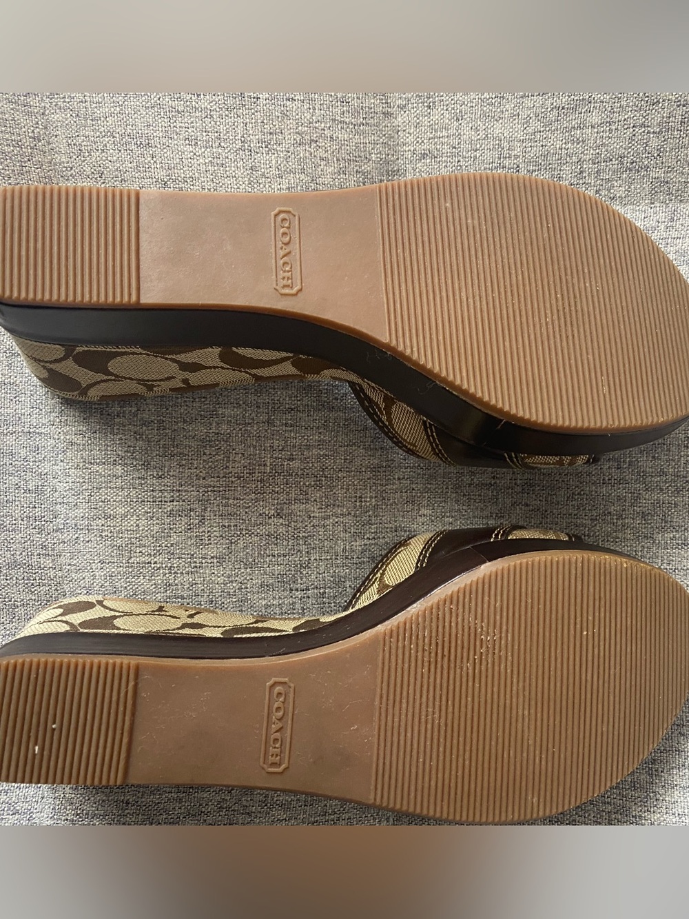 Coach Greta Brown Y2K Luxe Signature Brown Leather Slide Sandals Gold Buckle 7 - Picture 7 of 12